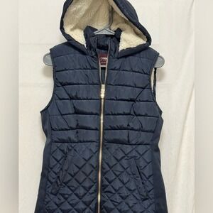 Navy Blue‎ Sherpa Lined Quilted Puffer Vest Size S Backpacking Camping Hiking